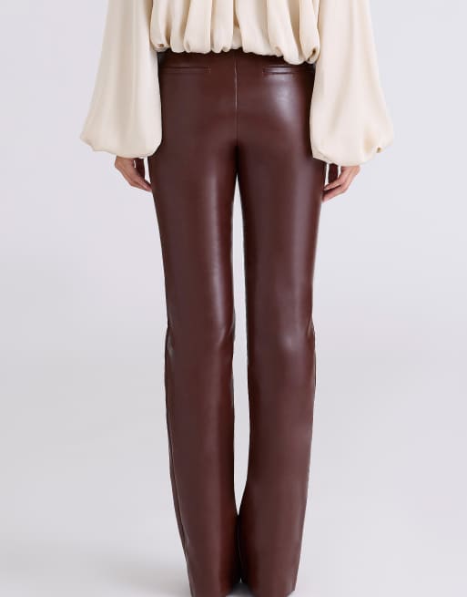 House of CB Adara chocolate vegan leather trousers in chocolate