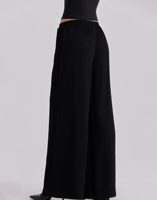 House of CB Alexa pantaloni neri a gamba larga, 4 di 4