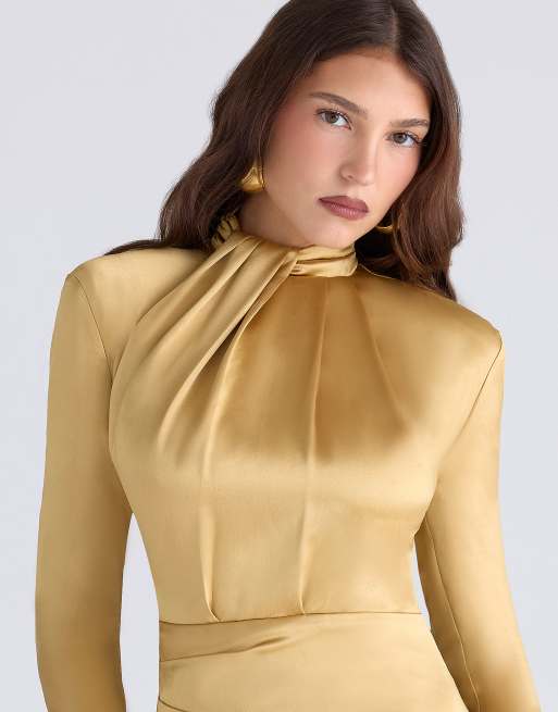 slim fit dress slacks Rent The OG Gold Bandage Maxi Dress main image 1