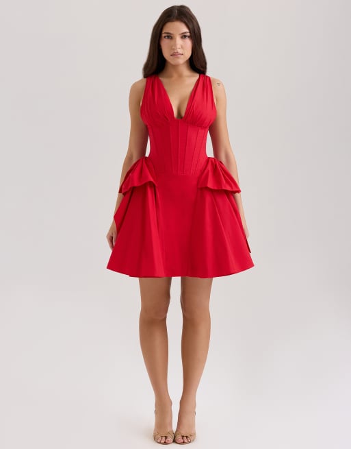 House of CB Amalia bow mini dress in red, 4 of 4