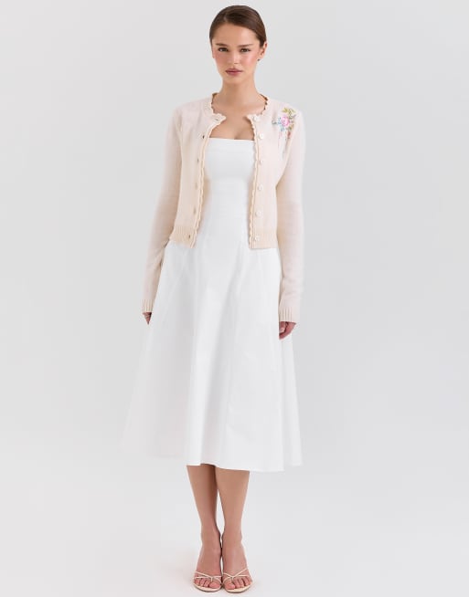 House of CB Anjou floral embroidered cardigan in cream