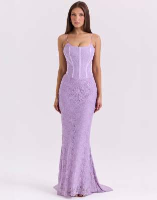 House of CB Antonina lace corset maxi dress in orchid-Purple
