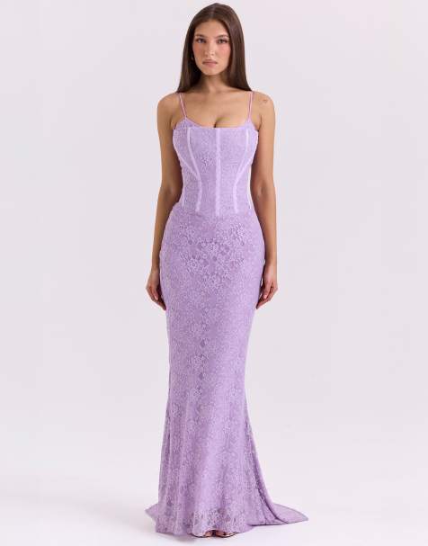 House of CB Antonina lace corset maxi dress in orchid
