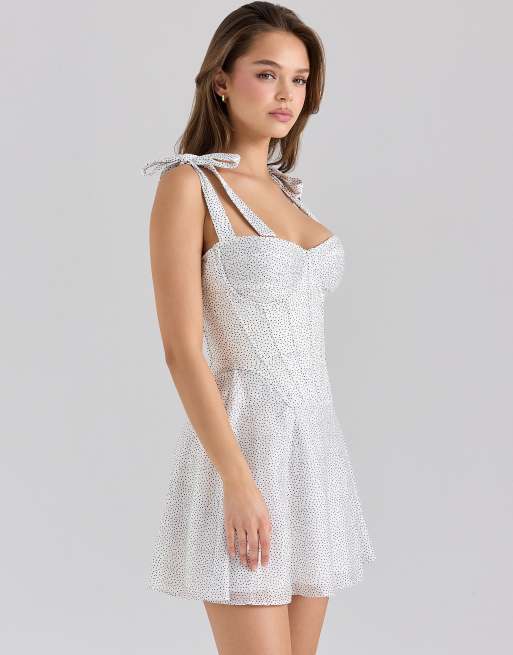 House of CB Ariella chiffon mini dress in dot print, 4 of 4