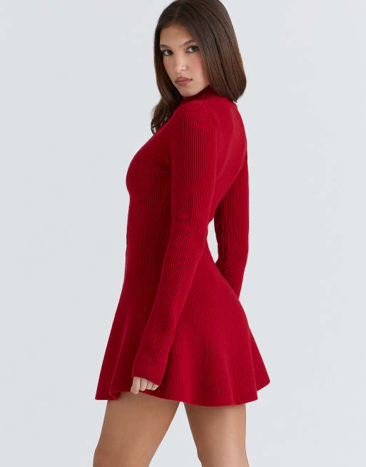 aubrey black wool knitted cardigan dress Knit Mini Dress and Cardigan Set with Self-Fabric Buttons