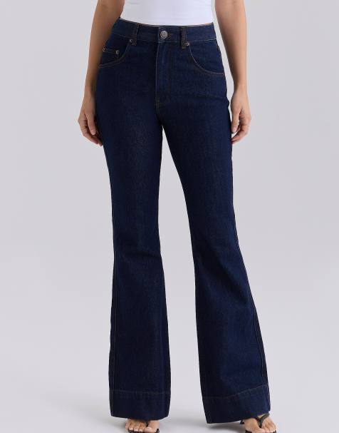 House of CB ausgestellte High-Rise-Jeans in dunkler Waschung - view 1