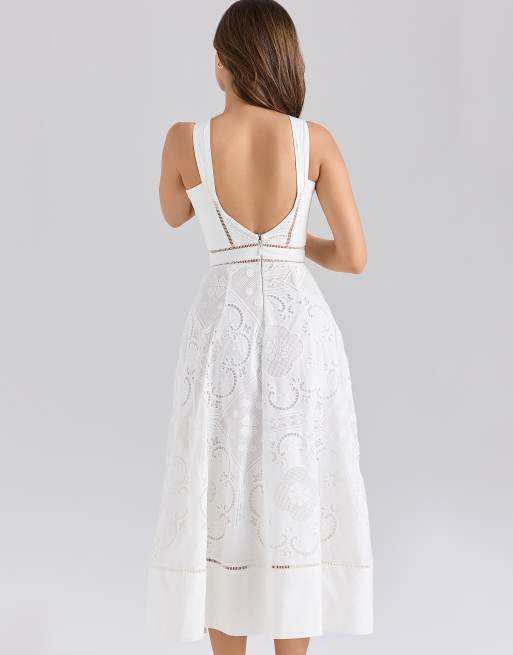 white christmas dresses Jaclyn Cotton Midi Dress in White Ivory main image 1