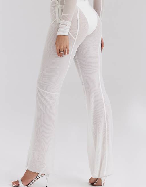 House of CB Avalon mesh high waist trousers in white - WHITE, 2 of 4
