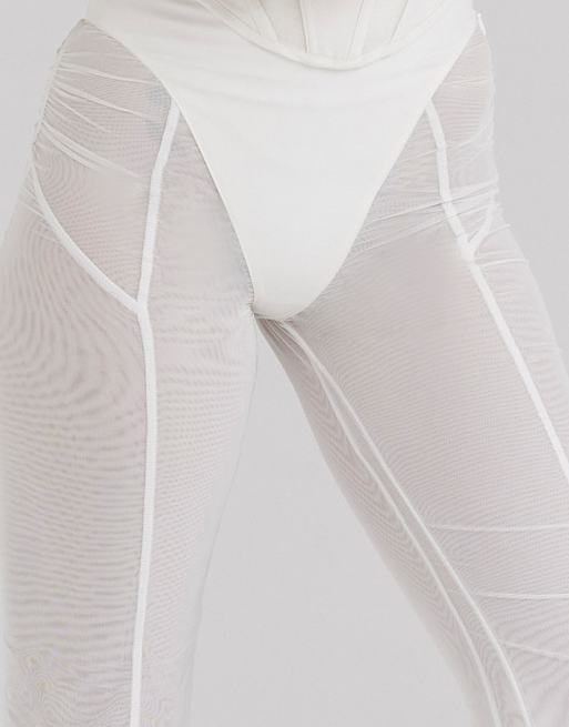 House of CB Avalon mesh high waist trousers in white - WHITE, 3 of 4
