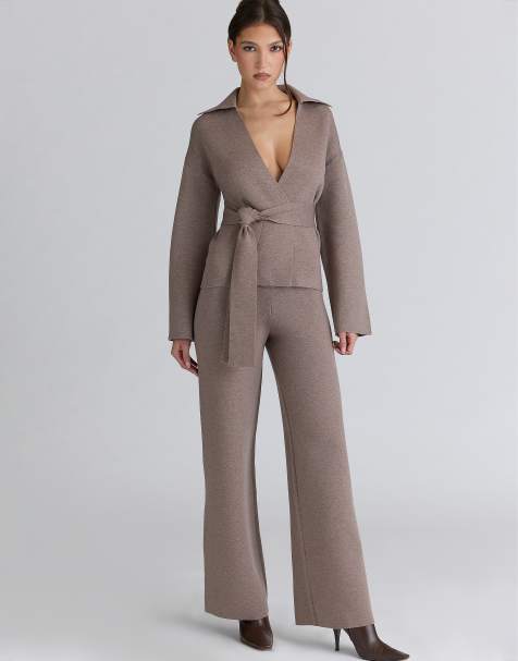 House of CB – Avery – Wollhose in Taupe mit weitem Bein - view 1