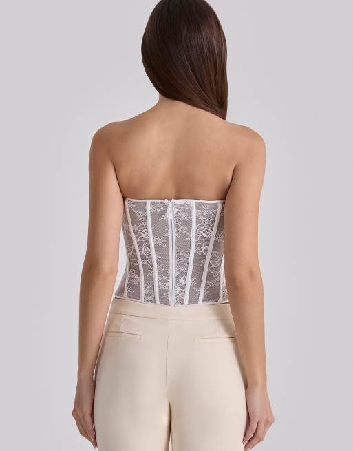 House of CB - Ayana - Top corset structuré en dentelle - Blanc, 2 de 4