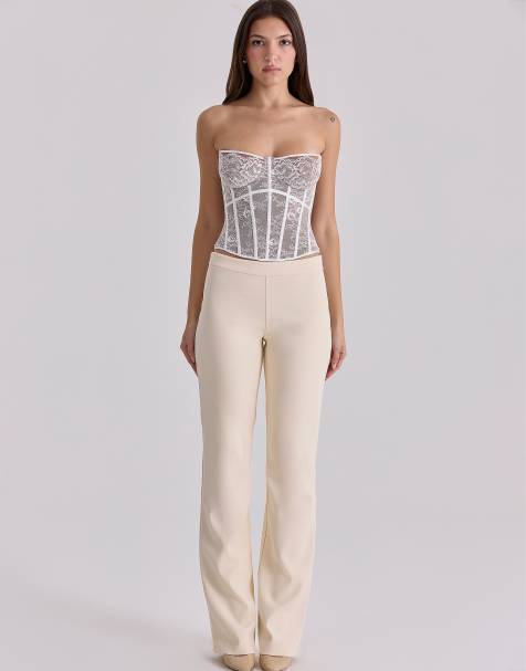 House of CB - Ayana - Top corsetero blanco con ribetes de encaje - view 1