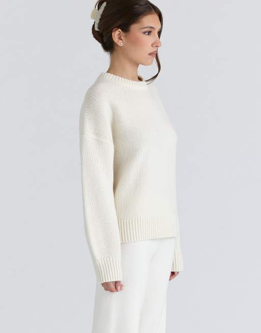 House of CB Bear ivory wool chunky knit sweater in ivory, 3 of 4
