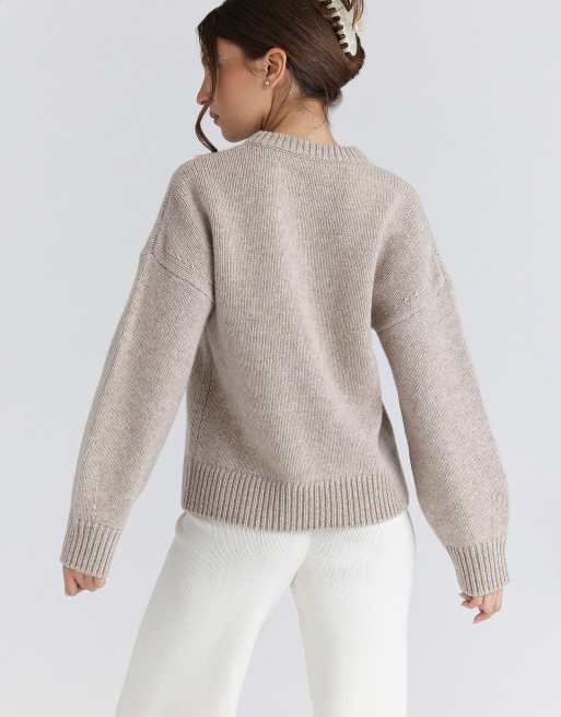 House of CB - Bear - Sweat en maille épaisse - Grège, 2 de 4