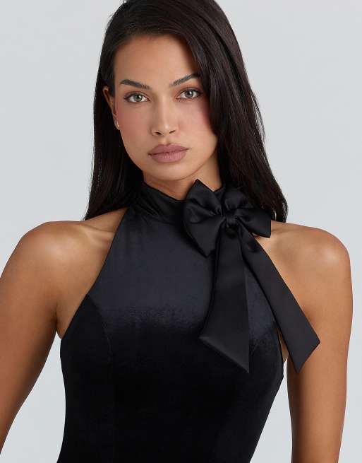 House of CB Blair velvet pussybow bodysuit - limited edition in