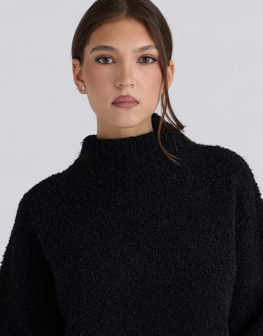 House of CB Brooklyn black wool boucle knit sweater in black, 4 of 4