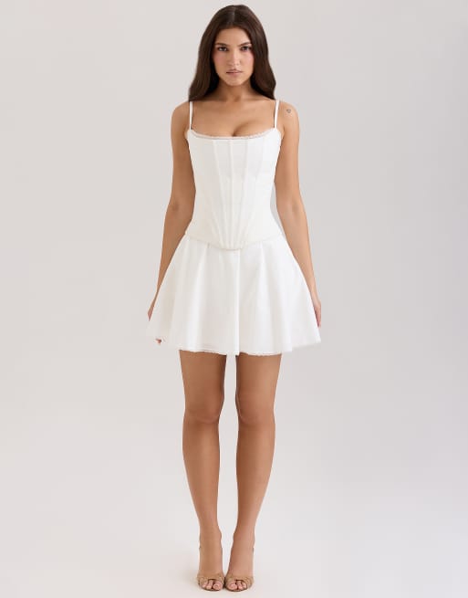 トップス Kikki Corset Top. House of CB House Of Cb Kikki Bow Crop Lace-Up Stretch Cotton Twill Corset Top