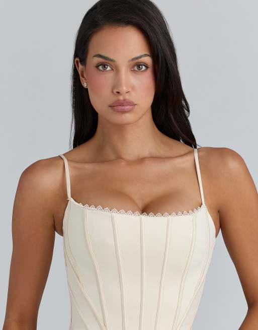 House of CB Cadie cream satin corset top in cream | ASOS