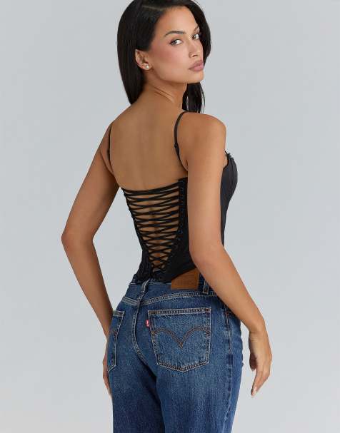 House of CB - Cadie - Top corset en satin - Noir - view 1