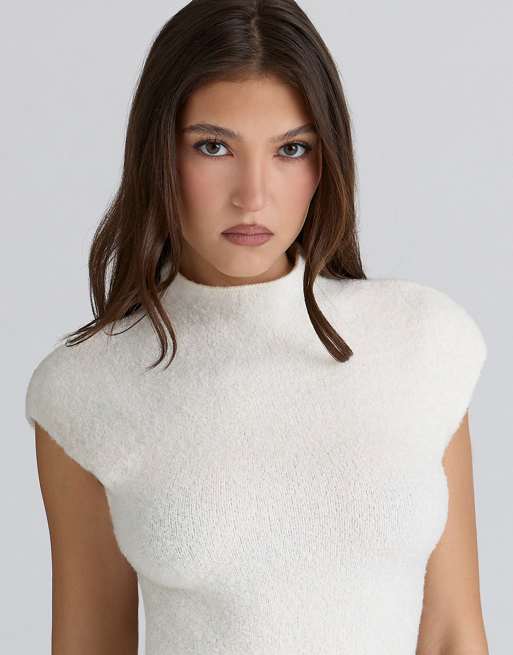 House of CB Caia ivory wool boucle knit top in ivory, 4 of 4