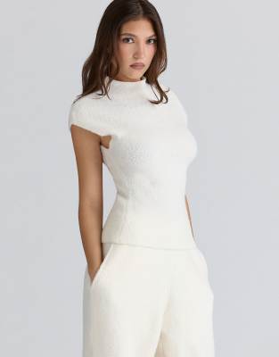 House of CB - Caia - Top en maille bouclée de laine - Ivoire-Blanc