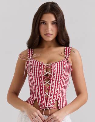 House of CB Callie cotton corset top in red gingham