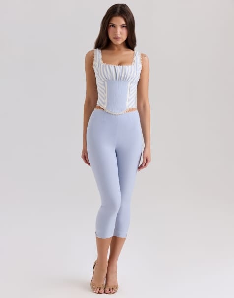House of CB Carella twill fitted capri trousers in blue - view 1