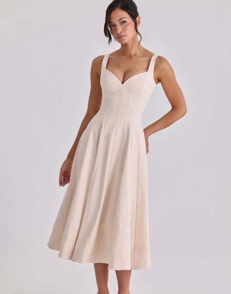 House of CB – Carlotta – Midikleid aus Twill in Vintage-Elfenbeinweiß - view 1
