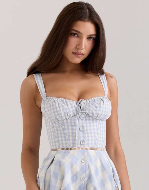 blue gingham corset dress Milkmaid Gingham Mini Dress – Cotton Candy LA