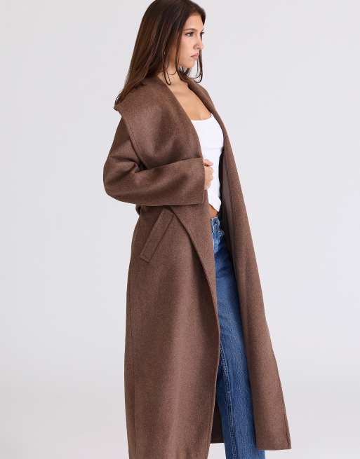 House of CB Cocoon wool shawl collar coat in brown - BROWN, 4 of 4