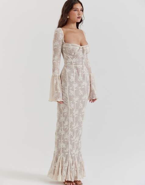 House of CB Delilah lace maxi dress in vintage cream