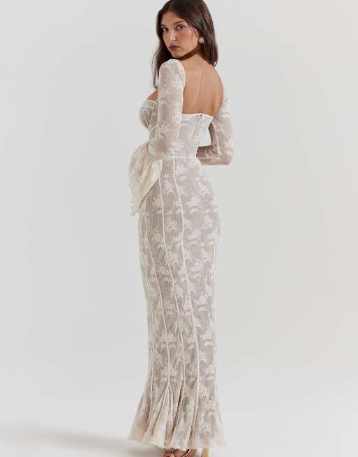 House of CB Delilah lace maxi dress in vintage cream | ASOS
