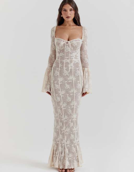 House of CB Delilah lace maxi dress in vintage cream