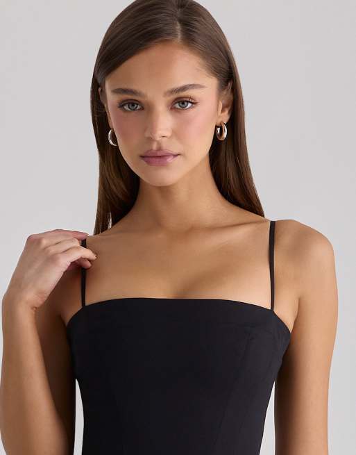 House of CB - Dolly - Prendisole midi svasato in cotone nero, 2 di 4