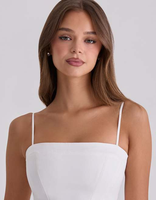 House of CB - Dolly - Robe d'été courte évasée en coton - Blanc, 2 de 4