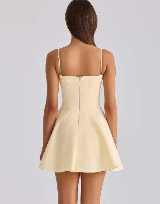 House of CB - Dolly - Robe d'été courte évasée en coton - Jaune citron, 4 de 4