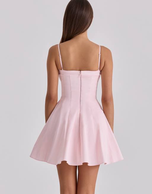 House of CB - Dolly - Robe d'été courte évasée en coton - Rose, 3 de 4