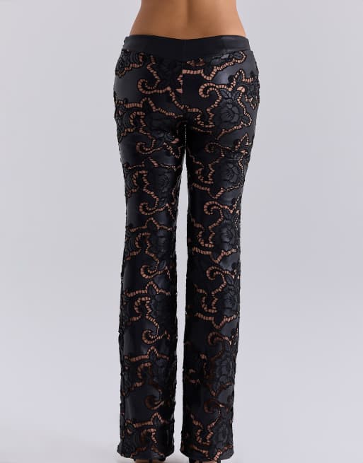 House of CB Elina pantalon bootcut brodé noir, 2 de 4