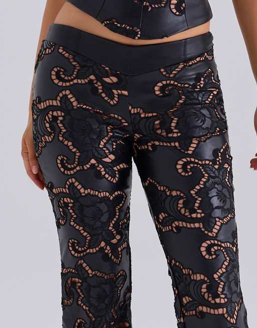 House of CB Elina pantalon bootcut brodé noir, 3 de 4