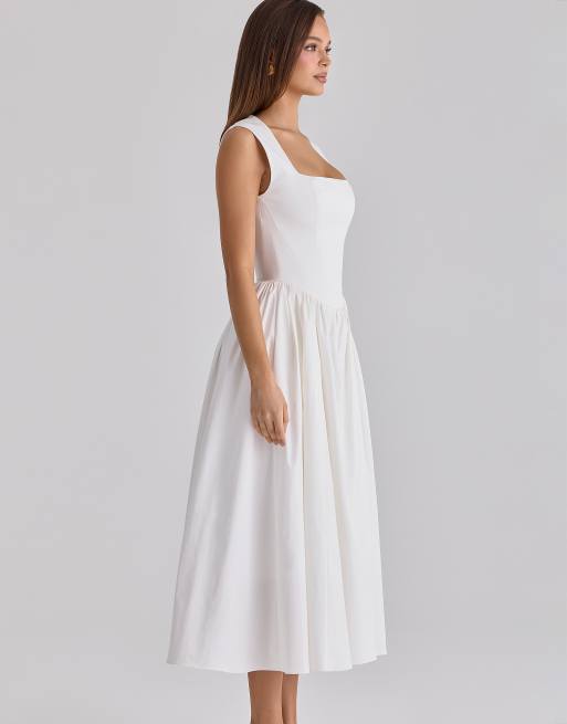 House of CB - Emmy - Robe d'été mi-longue en coton - Blanc, 4 de 4