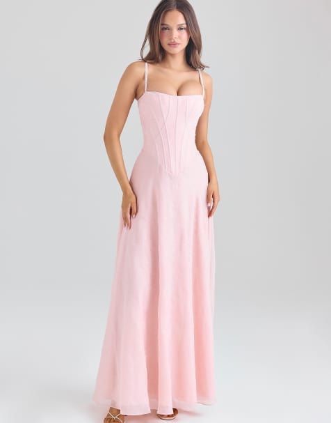 House of CB Esme blush pink chiffon maxi dress in blush pink