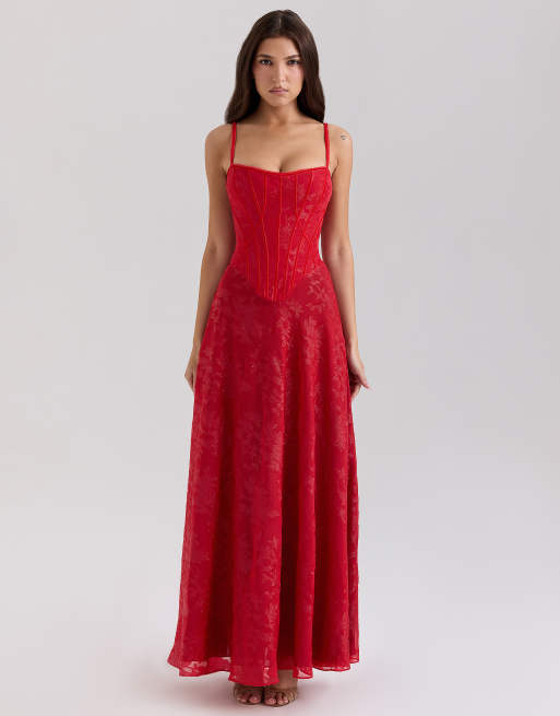 House of CB Esme chiffon maxi dress in red