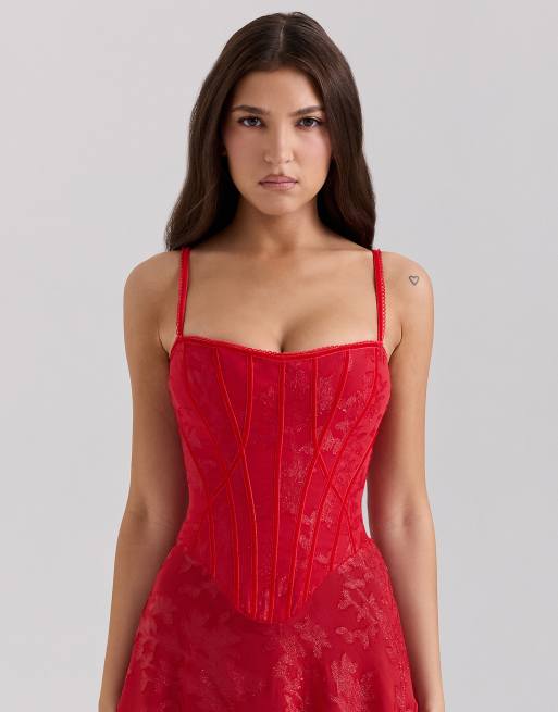House of CB Esme maxi dress in red, 3 of 4