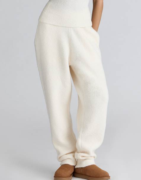 House of CB Geena ivory wool boucle knit trousers in ivory - view 1