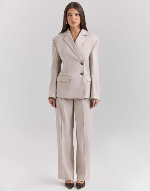 House of CB Hayden high waist tailored trousers in beige