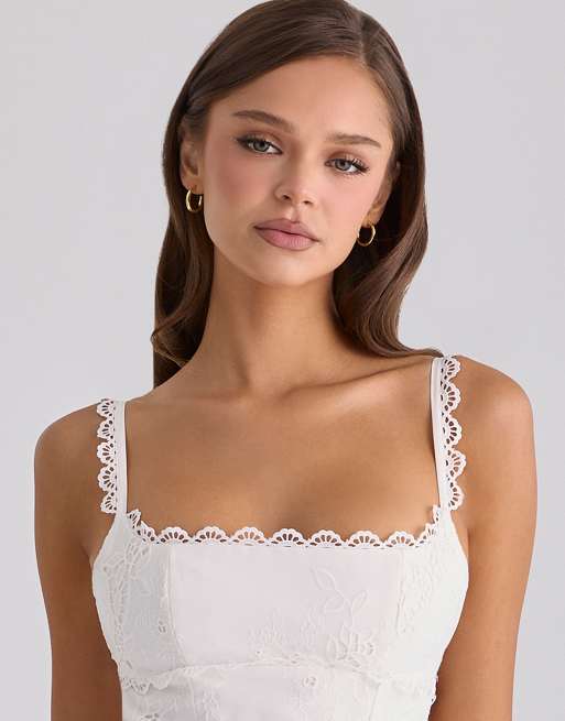 House of CB Isla robe courte en broderie anglaise blanche, 4 de 4