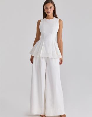 Jae - Pantalon large en coton - Blanc XL A-C Cup