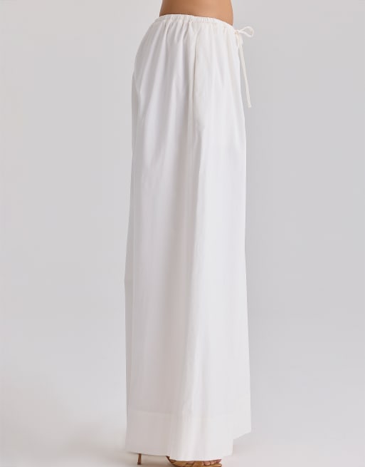 House of CB - Jae - Pantalones blancos de pernera ancha de algodón, 2 de 4