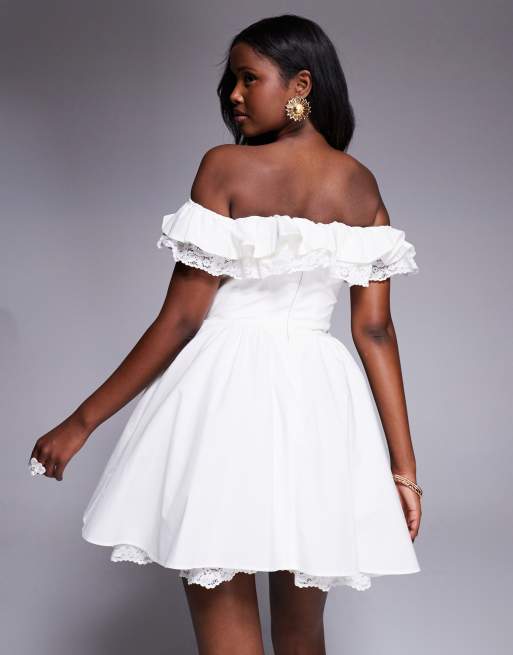 peplum cocktail dress Dark Blue Peplum Short Dress Lace Bodice Boatneck Ribbon Waist Day Dresses