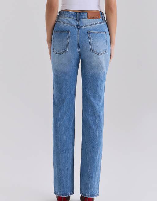 House of CB jean bootcut slim taille mi-haute délavé clair, 2 de 4